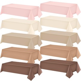 Jinei 10 Pcs Boho Plastic Tablecloth Disposable Rectangle Table Cloths Bulk Boho Table Covers Wedding Baby Shower Harvest Party Holiday Home Decor 54 x 108