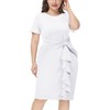 Hanna Nikole Women's Front Slit Vintage Bodycon Ruffle Business Formal