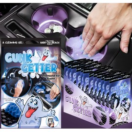 Gunk Getter, Cleaning Gel for Those Hard to Reach Places, Automotive Cup Holder Electronic Keyboard Office, Slime Gel Cleaner Dust Crumb Removal (Diamond Ice, 12 Pack)
