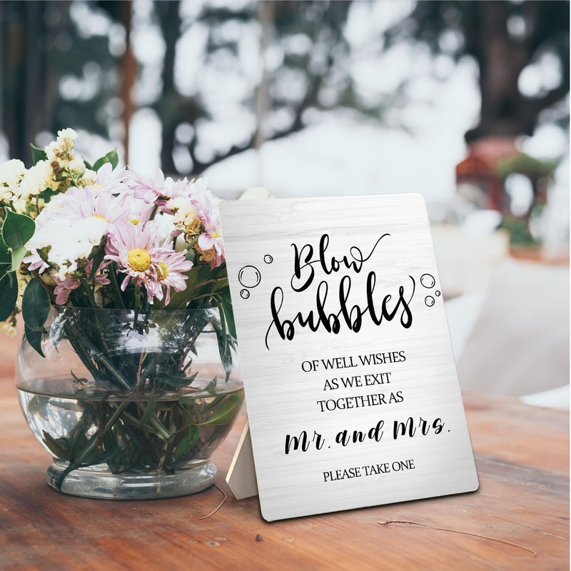 Blow Bubbles Wedding Sign, Mr. and Mrs. Newlyweds Blow Bubbles