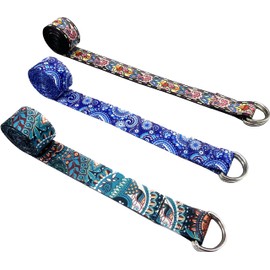 Aozora Yoga Strap for Stretching Yoga Bands Yoga Belt Pilates Straps with Extra Safe Adjustable D-Ring Buckle, 8 feet Non-Elastis Yoga Accessories for Pilates (Celestial-3 pack)