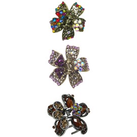 Set of 3 Small Round Metal Jaw Clips Claw Clips Combo 2 Styles LPW440-1multiAme0185brn