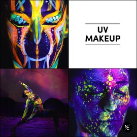 Narrative Cosmetics UV Fluorescent Alcohol Airbrush Paints - 2 fl oz, Glow Effect, Waterproof, Sweatproof, Highly Pigmented Liquid Makeup for Bodypainting, Film, TV, Festivals - UV Turquoise