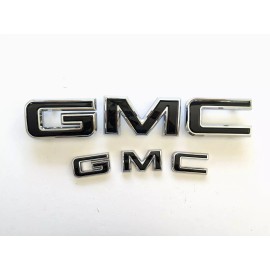 Auto GMC 2PCS Set Front Rear Chrome Black GMC Emblems Badges Fit 2021-2024 Yukon Yukon XL