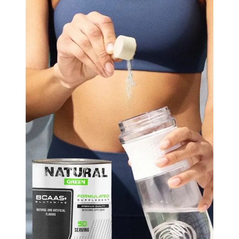 Bcaas Glutamina Aminoácidos Natural Green 500g Sabores