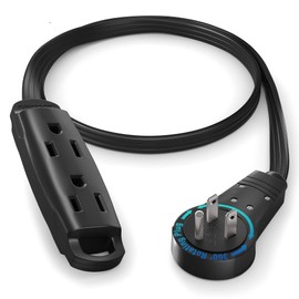 Maximm - Cable de extensión Plano Giratorio de 360 Grados, Cable de alimentación de 3 Tomas, con certificación UL, Color Negro
