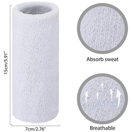 COMNICO Wrist Sweatbands Elastic Sport Wristbands 6 Inch Absorbent Terry Cloth Armbands Long Cotton Athletic Wrist Bands for Working Out Football Basketball Tennis Gym Costumes Cosplay