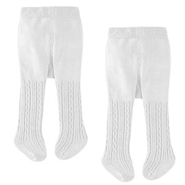 LXGKREL Tights for Baby Girls Boys Cotton Knitted Tights Soft Warm and Elastic Pack of 2 0-24 Months, White