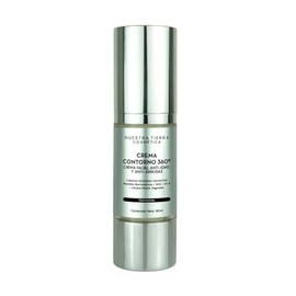 Nuestra Tierra Cosmetica Crema Contorno 360 Anti-Edad y Anti-Arrugas, Crema Facial con Péptidos Biomiméticos, para Ojos y Labios, 30mL                