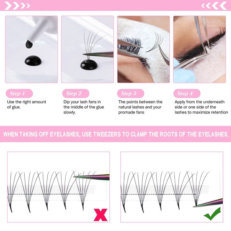 Ready-to-Use Eyelash Fans, 7D-D-0.07-11, Lace Base, Ready-to-Use Fan Eyelash Extensions,