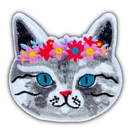 AAVEDGE Cat Iron On Patches, Cute Flower Ragdoll Cat Embroidered Applique, Jean Patches, Lovely Sew On Patches, Iron On Patches for Clothes, Vest, Jackets, Jeans, Backpacks, Clothing & Trucker Hats.