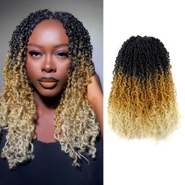 Toyotress Yanky Twist Crochet Hair - 14 Inch 8 Packs (30 Strands/Pcs) Fluffy Spring Mini Twist Passion Twist, 3 Tones Ombre Blonde Pre-Looped Crochet Braids Braiding Hair (14 Inch, OT27/613-8P)