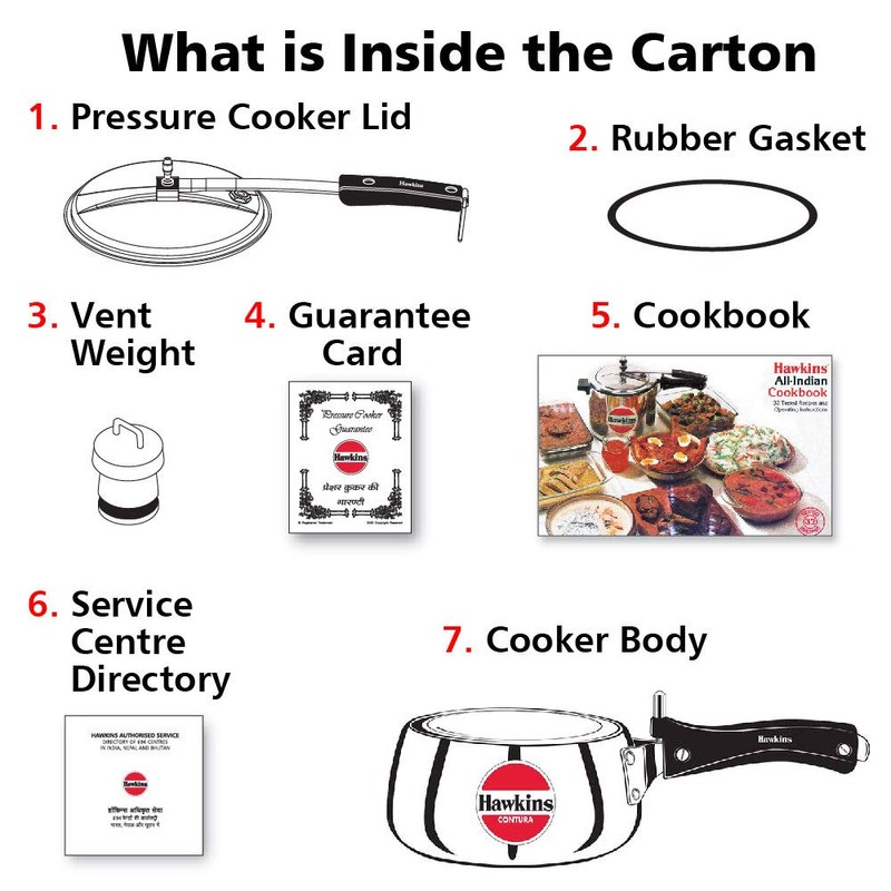 Hawkins HC15 Contura 1.5-Liter Pressure Cooker, Small, Aluminum, Silver