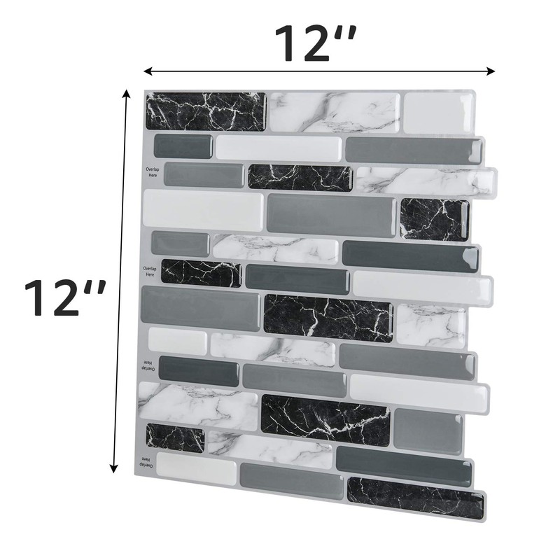 Art3d 10-Sheets Peel and Stick Kitchen Backsplash Tiles, 12"x12" Self-Adhesive