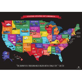 Scratch Off Map of The United States Travel Map - Scratch Off USA Map by JTSC Products - Gifts for Travelers - Includes National Parks Landmarks Capital Cities Scratch map USA 17x24 in