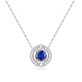 Qings Women's Birthstone Pendant Necklace: 925 Sterling Silver Birthstone Necklace Adjustable Chain with Sparkling Gemstone Cubic Zirconia, Fashion Birthstone Jewellery Birthday Gifts for Girls,