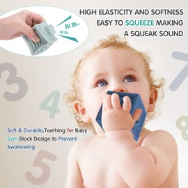 REMOKING 18PCS Baby Soft Building Blocks Toys,Teething & Bath Toys w/Storage Bag for Newborn,Montessori Toy w/Numbers Animals Shapes for Babies Toddlers Boys & Girls 6 9 12 18 Month 1 2 Year Old