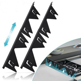 Quimoy 2Pcs Stove Gap Covers Stainless Steel,Stove Gap Filler,Stove Guard for Gas Stove,Heat Resistant Stove Counter Gap Cover,Easy to Clean Range Trim Kit,Adjustable Length 13.8" to 27.5"