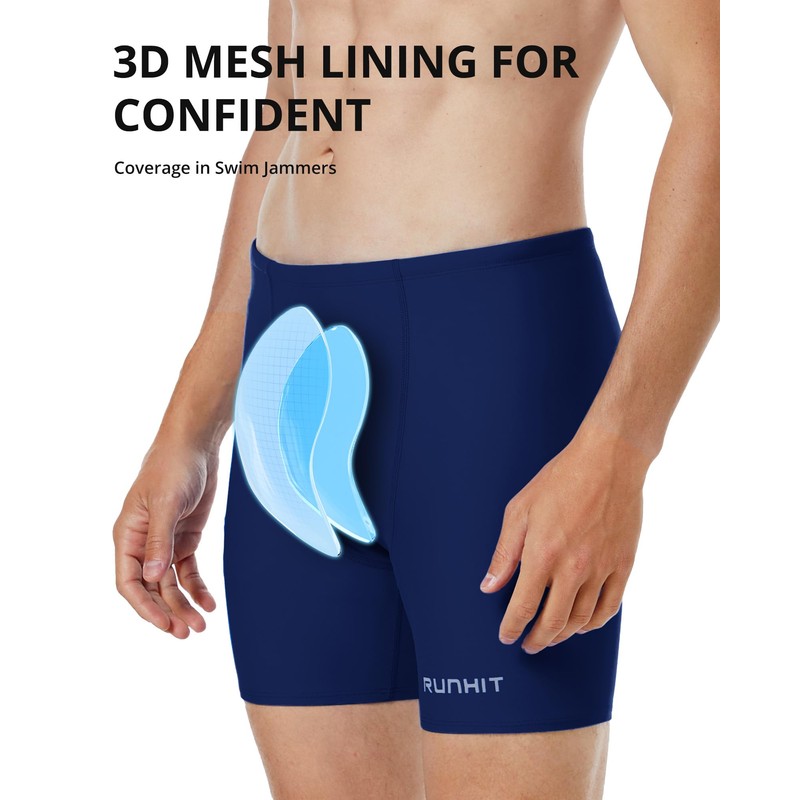 Runihit Swim Jammers for Men Square Leg Quick Dry Athletic