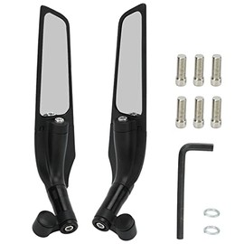 Aramox Espejo Retrovisor de Moto para 300 250 ZX6R 636 300R EX3, Par de Espejos Retrovisores de Moto Plegables de Repuesto Negro