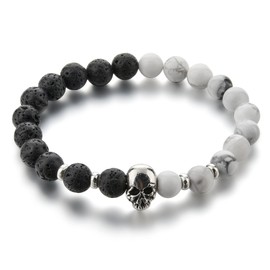 Manhattan Edge Lava Rock Beaded Stone Bracelet Essential Oil Diffuser for Men Aromatherapy Ideal for Anti-Stress or Anti-Anxiety, Clean Look & Edgy Bad Boy Vibe.