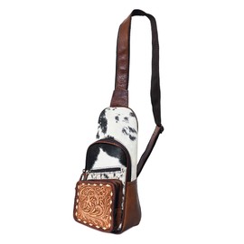 American Darling Sling Hand Tooled Hair-On Genuine Leather Western Women Bag Handbag Purse |Sling Bag | Leather Sling Bag | Fanny Pack Bag | Sling Bag for Women