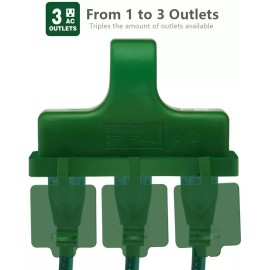 Unbranded 3 Outlet Wall Plug Adapter, Multi Outlet Extender, Weather Resistant, UL Listed