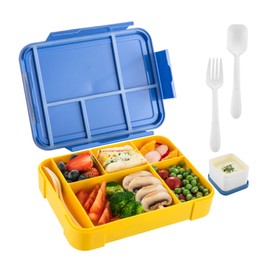 Symagalbst Brotdose Kinder mit Fächern, 1300ml Lunchbox Kinder mit Fächern, BPA Frei Bento Box, Brotbox Jausenbox Perfekt für Kindergarten, Schule, Picknick