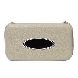 Car Tissue Holder Decorative Leather Container Visor Hanging Box for Vehicle Automobile Beigh