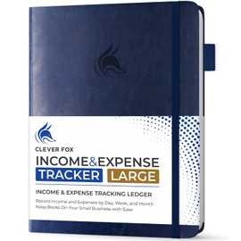 Clever Fox Income & Expense Tracker Large – Accounting & Bookkeeping Ledger Book for Small Business – 2-Year Record Notebook, A4 (Dark Blue)