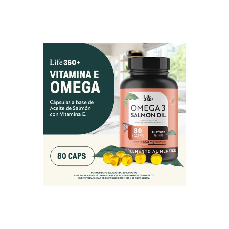 Vitamina E Omega Life 360+ 80 Cápsulas De Aceite De