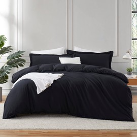 Hearth & Harbor Black Duvet Cover King Size - 3 Piece King Duvet Cover Set, Soft Double Brushed King Duvet Covers with Button Closure, 1 King Size Duvet Cover 104x90 inches and 2 Pillow Shams