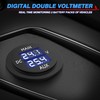 MICTUNING LED Digital Double Voltmeter, Round Panel Voltage Monitor Blue