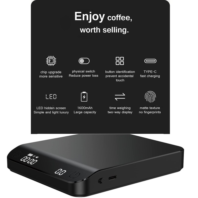 Coffee Scale, Espresso Scale,Weigh Digital Coffee Scale with Timer, 0.1g