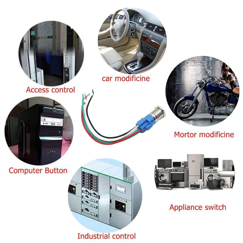 Sydien 1Pc 110V-220V 3A Latching/Self-Locking Push Button Switch with Wire