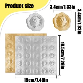 NILLOS Wax Sticker Seals Labels, 300 PCS Embossed Heart Stickers for Envelopes, Invitations (Golden & Silver)