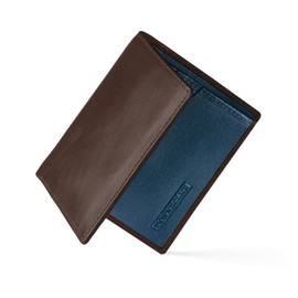 Downholme Bifold Slim Silhouette Men's Leather Wallet, maroon, Minimalist