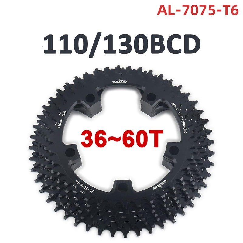 KTKEET 110/130 BCD Chainring 36/38/40/42/44/46/48/50/52/54/56/58/60T 5 Screws Round Narrow Wide