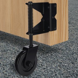 Gate Wheel Spring-Loaded Gate Caster Kit for Wooden PVC Fences, Heavy Duty Gate Helper Wheel, Outdoor Rolling Fence Gate Support Wheel Rollers Kit, 4.3-Inch, Black (Left)