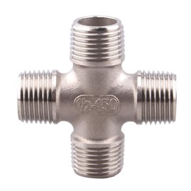 DERPIPE 1/2" Male NPT 4 Way Cross Coupling, Stainless Steel 304 Cast Pipe Fittings
