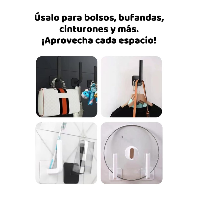 UNIVERSOENLÍNEA.COM | 4pz Ganchos Adhesivos para Pared, para Gorras, Bolsos,