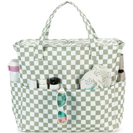 LEDAOU Beach Bag Waterproof Sandproof Women Tote Bag Pool Bag with Zipper for Gym Grocery Travel with Wet Pocket