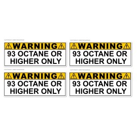 OwntheAvenue x4 - 93 Octane or Higher Gas Gasoline Fuel Tank Warning Vinyl Sticker Decal 3"
