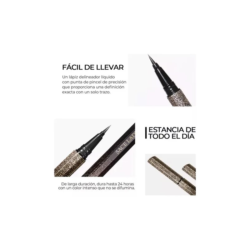 Sace Lady Delineador De Ojos Plumín Indeleble Impermeable Negro