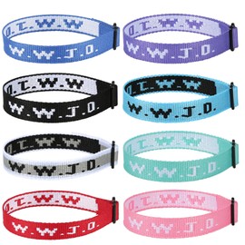 Meajjew 8PCS WWJD Christian Bracelet Pack for Women Men, Christian Jesus Gifts Adjustable Wristbands, WWJD Bracelets Bulk - What Would Jesus Do Bracelet, 8-Piece
