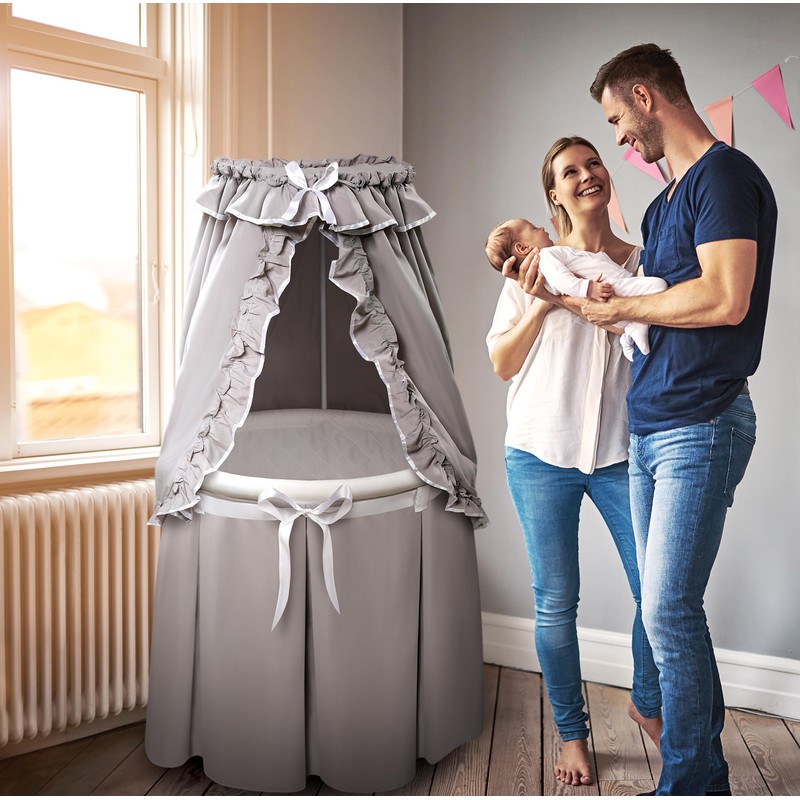 Badger Basket Empress Canopy Bassinet - Round Rocking Baby Cradle