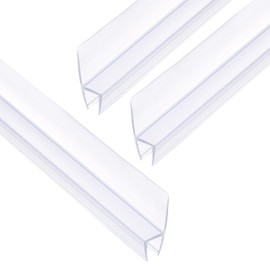uxcell Shower Door Side Seal, H-Type Shower Door Sweep for 1/4" Glass 47" Long (15.7" x 3 Pcs), 3 Section Segmented Frameless Glass Door Seal Strip, Stop Shower Leaks, Clear
