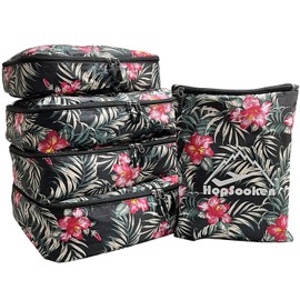 ehsbuy 5-Piece Suitcase Organiser Value Set Packing Cubes, Packing Cubes, Packing Bags, Travel Organiser for Organised Travel Luggage, Holiday, Travel (Flower Petal)