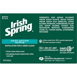 Irish Spring Deep Action Smoothening,Moisturizing,Exfoliating Scrub Bar Soap 3 Pack
