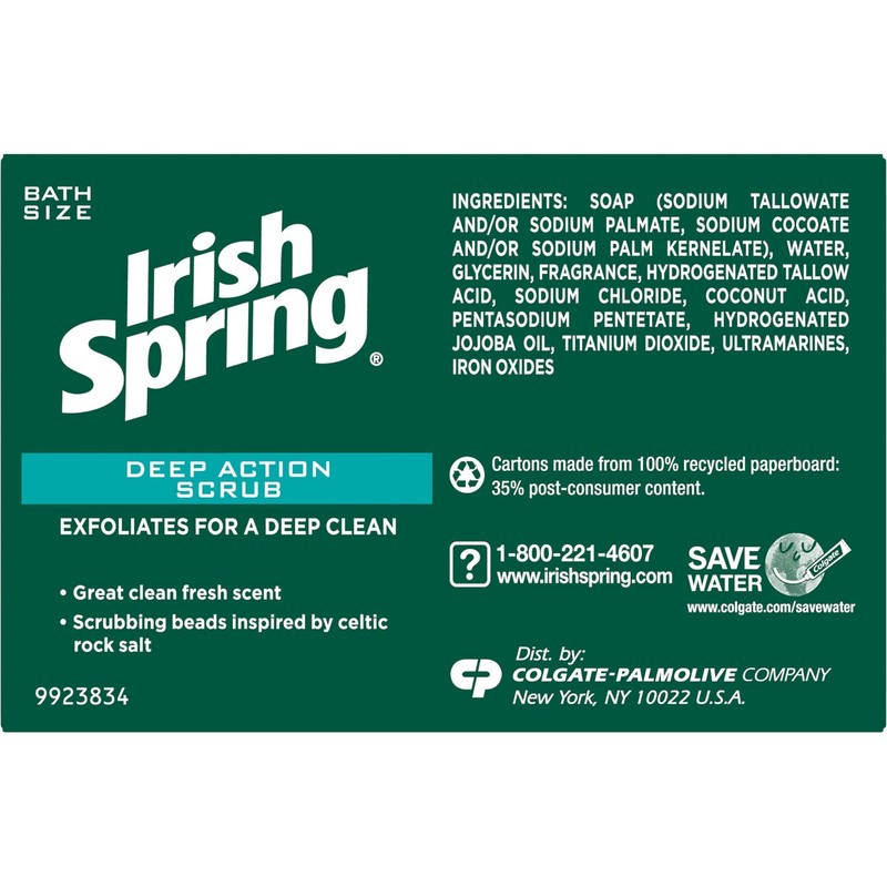 Irish Spring Deep Action Smoothening,Moisturizing,Exfoliating Scrub Bar Soap 3 Pack